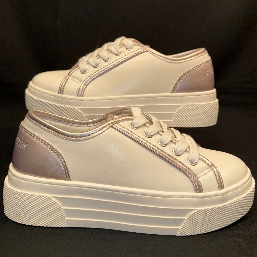 Steve Madden Girls Platform Sneakers Size 1 Casual Kids Shoes White Pink NWOT